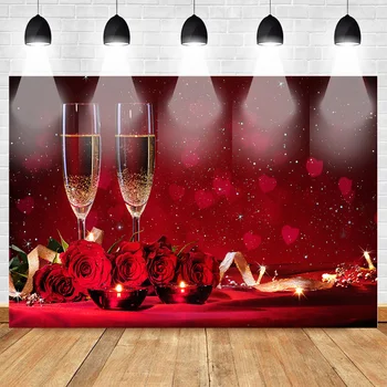 

Neoback Red Flower Backdrop Valentine's Day Theme Photo Background Party Banner Decoration for Couple Romantic Rose Vine