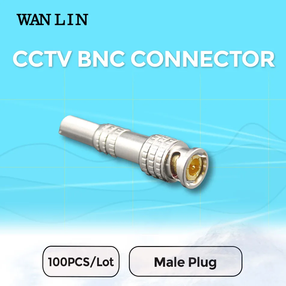 WANLIN 100Pcs a Lot CCTV Solder Less Twist Spring BNC Connector Jack for Coaxial RG59 Cable for Surveillance Accessories