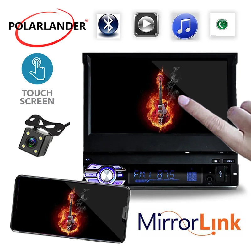

Car Radio Player touch screen Bluetooth MP4 MP5 FM USB TF 1 Din 7 inch Stereo video steering wheel control reverse priority