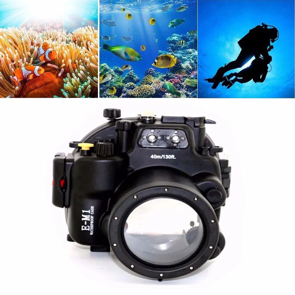 Meikon EM1 방수 수중 하우징 카메라 다이빙 케이스 올림푸스 EM1 E-M1 12-40mm 렌즈