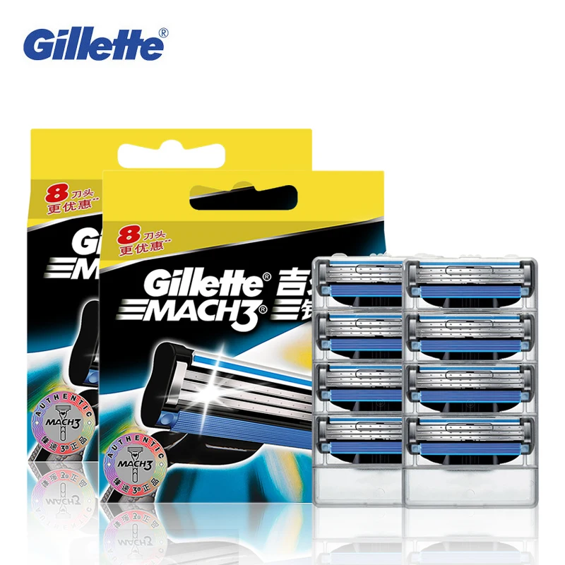 Gillette Mach 3 Shaving Razor Blades For Men Manual Shaver Straight Razor Blades 16 Refills