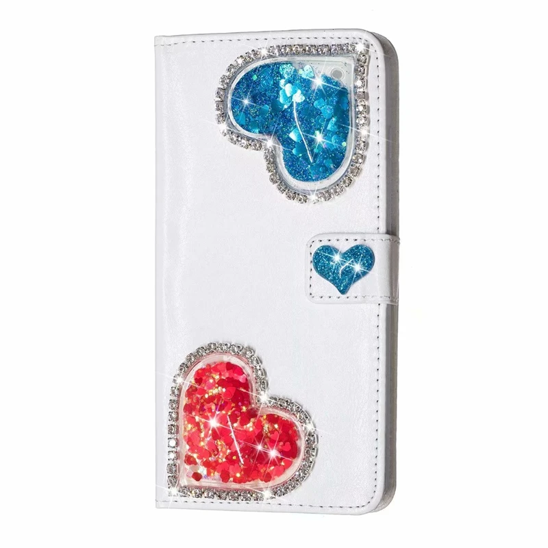 Для iphone XR XS MAX X 10 8 7 6 SE 5 3D Bling Diamond Heart кожаный бумажник чехол для сыпучий песок с