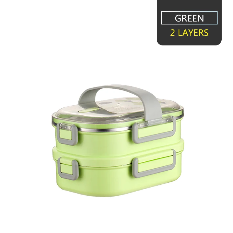 2 Layer Green VandHome коробка для ланча для детей японский 304 из нержавеющей стали Bento box герметичный детский Bento Ланч-бокс контейнер для - Цвет: 2 Layer Green