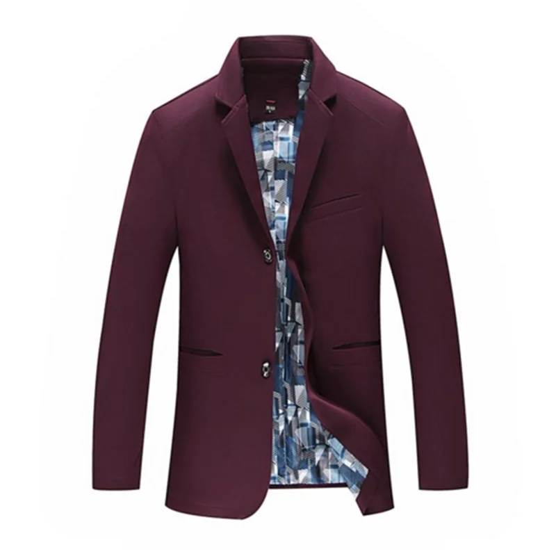 10XL 9XL 8XL 6XL 5XL модный блейзер для мужчин s повседневная куртка сплошной цвет Хлопок Мужской Блейзер пиджак мужской классический мужской s костюм куртки пальто - Цвет: Red wine