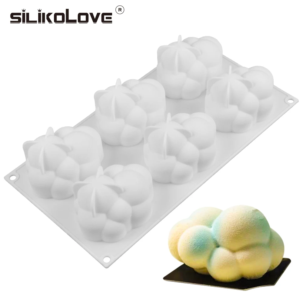 

SILIKOLOVE 6 Cavity 3d Cloud Shape Silicone Cake Mold Mousse Cake Mould Dessert Cake Decorating Tools Baking Accessories