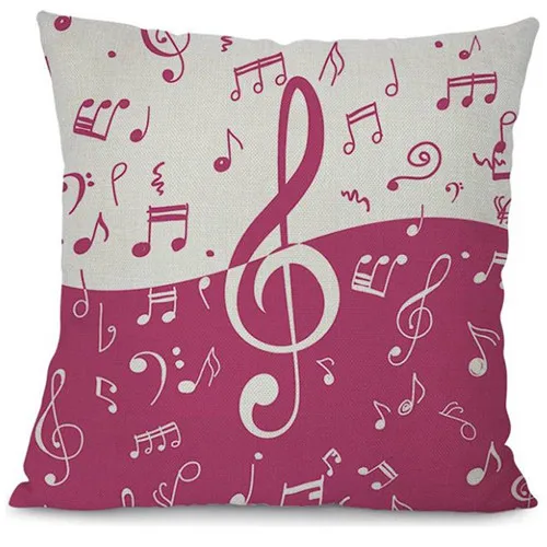 Linen 18 inches Music Note Home Decoration Cushion Cover Office Chair Back Cushion Case Windows Sofa Car Textile Decor