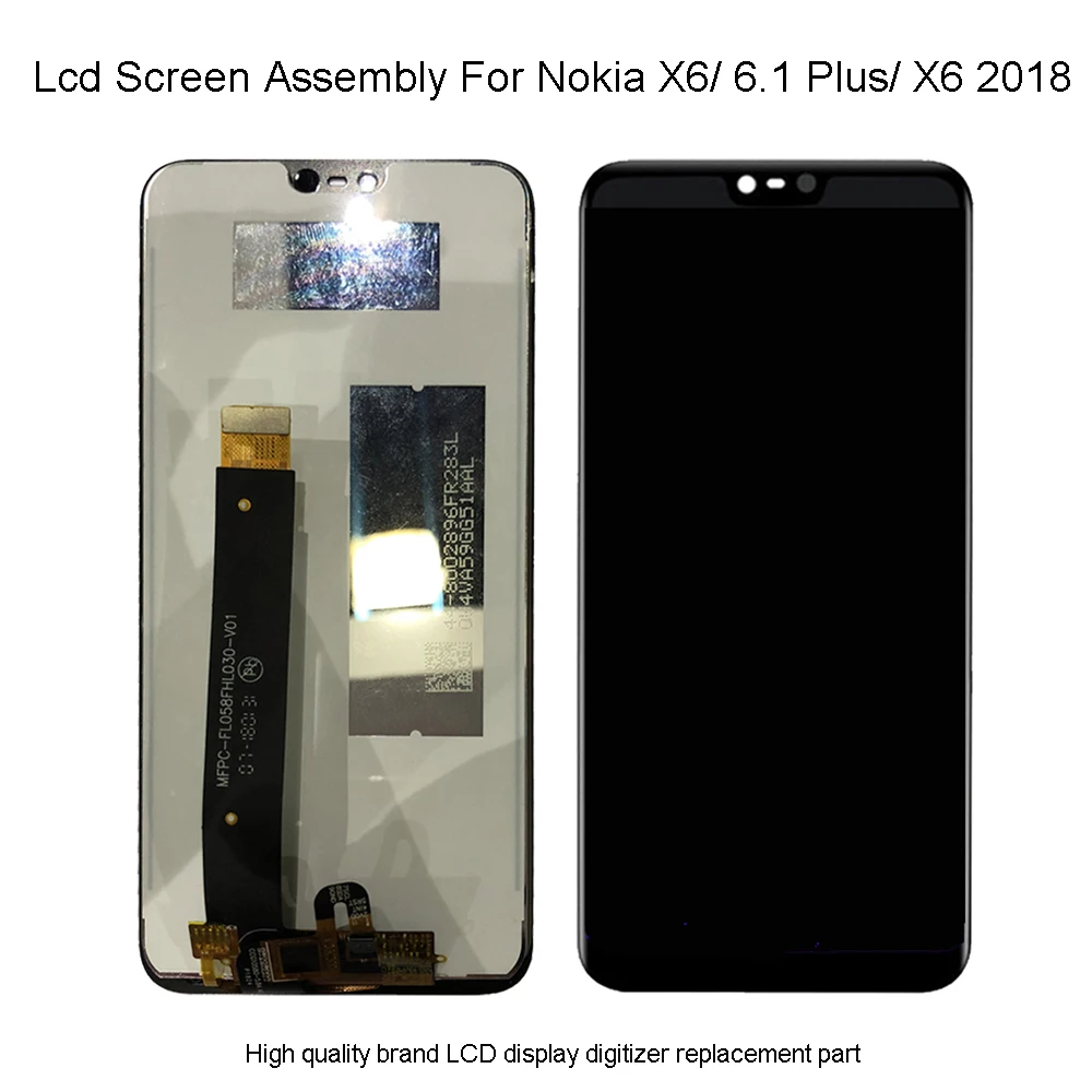 

Quality Lcd For Nokia X6 2018 LCD Display+Touch Screen Digitizer Assembly TA-1099 TA-1109 For Nokia X6 6.1 plus LCD Replacement