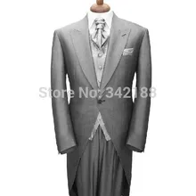 Последний стиль, изготовленный на заказ, для измерения, индивидуальные мужские смокинги на заказ/хвосты, серый мужской костюм фрак, мужской свадебный костюм/индивидуальный костюм