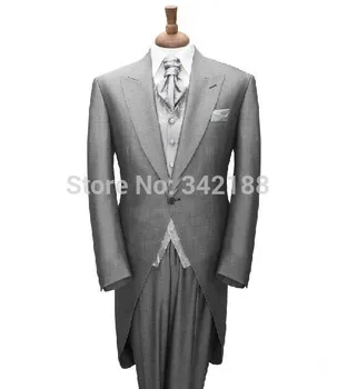 Skup Najnowsze Style Custom Made To Measure Dostosowane Bespoke Męska Smokingi/ogony, Szary Mężczyzn Garnitur Frak, Mężczyźni Garnitur ślub/niestandardowe Suitwe