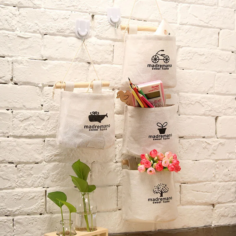 2019 NEW Organizer Foldable Retro Hanging Door Storage Bed Single Pocket Phone Key Cartoon Wall Home Living Room Storage