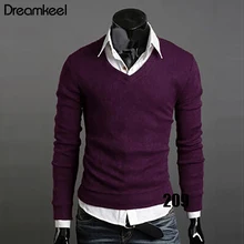 Мужские Брендовые повседневные тонкие свитера мужские тонкие однотонные Декоративные значки с v-образным вырезом мужской пуловер Y