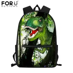 FORUDESIGNS/креативные школьные сумки с принтом динозавра для мальчиков-подростков с 3D животными, холщовые рюкзаки, водонепроницаемые Рюкзаки