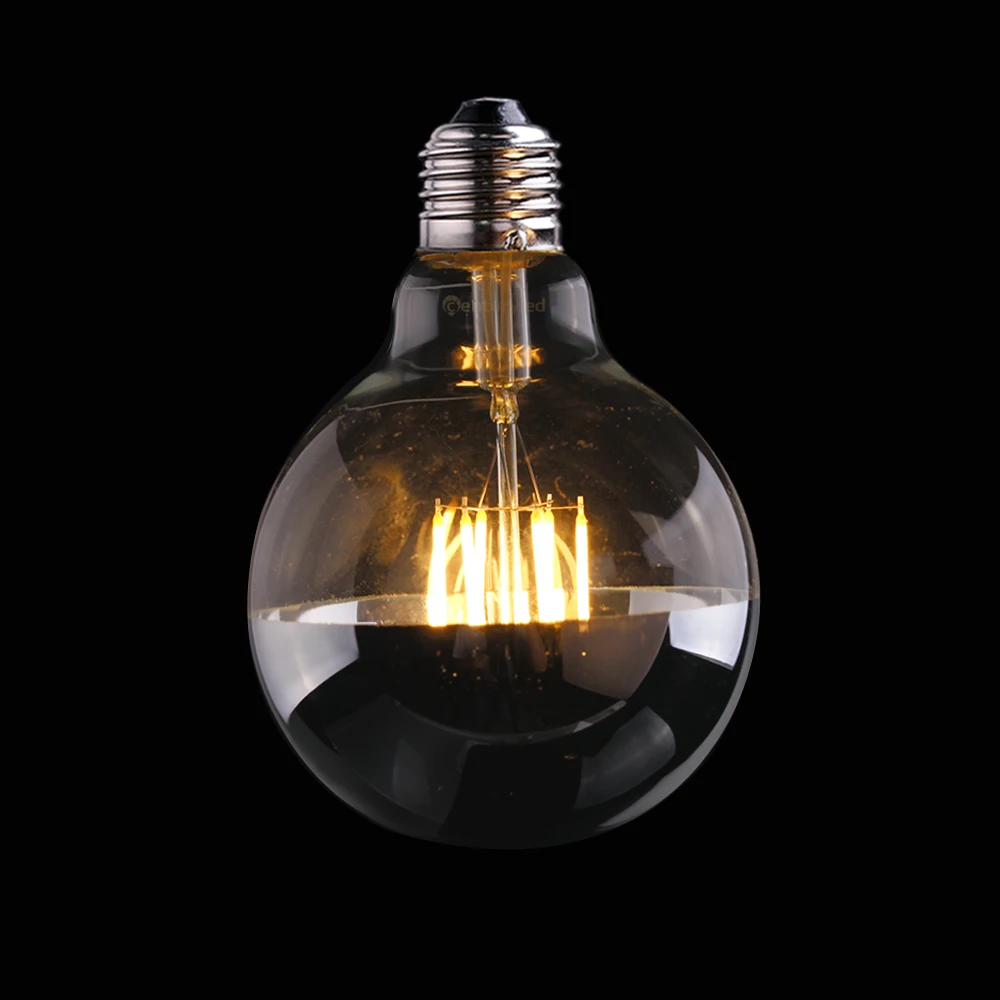 

G95 Globe Lamp Led Light Bulb 6W 27000K Dimmable LED COB Filament Bulb E26 110V E27 220V LED Sliver Mirror Lamp for Home 4pcs