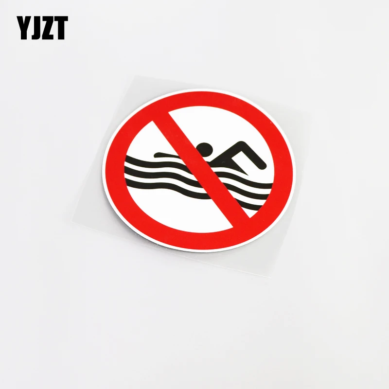 

YJZT 12.8CM*12.8CM Interesting No Swimming Cartoon Reflective Car Styling Decal Car Sticker 13-0087
