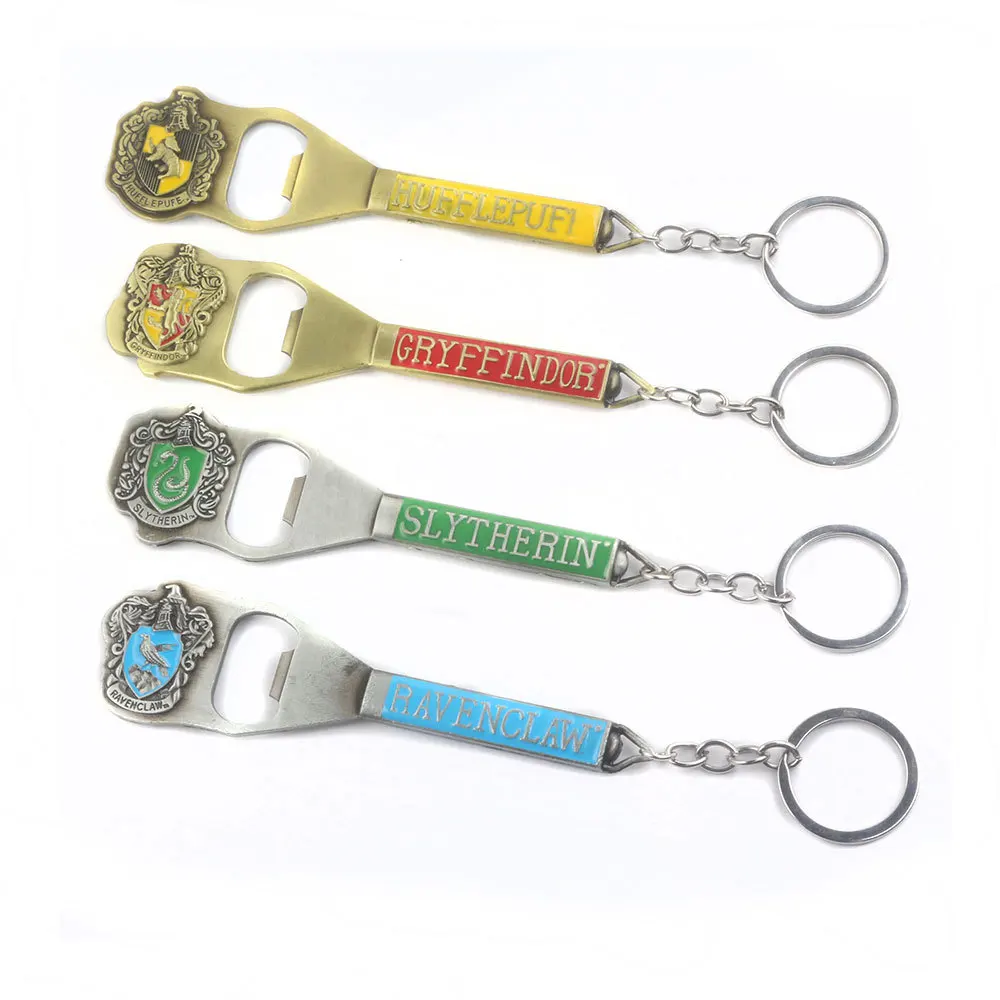 

Harrid Poterd Key Chain Beer Bottle Opener Gryffindor Slytheriny Metal Keyring Portable Toy Figures For Gifts