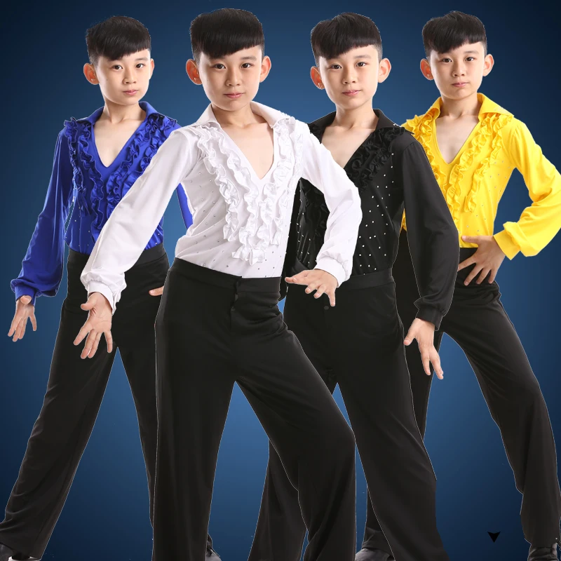 Boys Latin Cha-cha Dancewear Costumes Kids Ballroom performance Dancing ToP+Pant