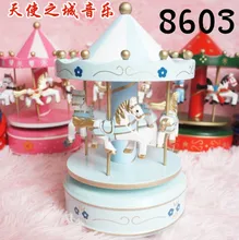 New Wooden Merry-Go-Round Carousel Music Box For Kids Wedding Gift Toy Home Decor Music Box