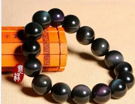 Цена Мода Природные обсидиана кристалл черный JadeBeads Китайские Эластичность браслет