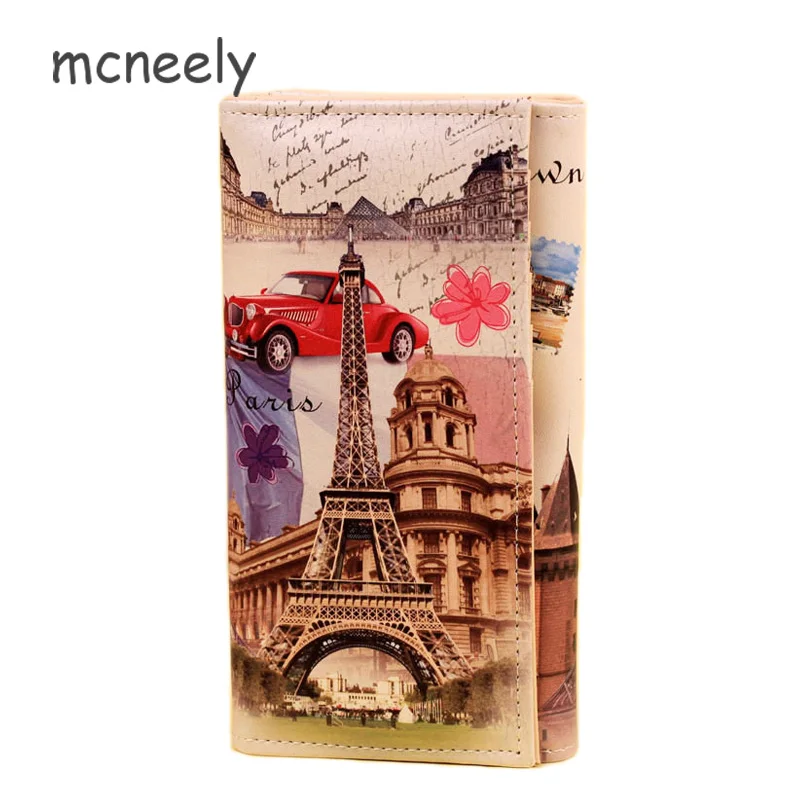 Mcneely женский длинный кошелек, кошелек с Парижской башней, клатч, кошелек, кошелек для студента держатель для карт, кошелек La cartera de la chica, Новинка
