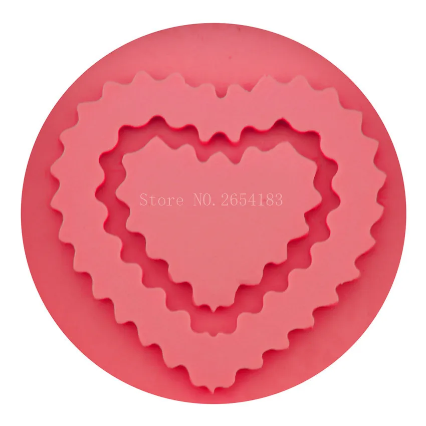 

Concentric Love Heart chocolate DIY fondant cake decorating tools lace border silicone mold kitchen baking utensils FQ3023