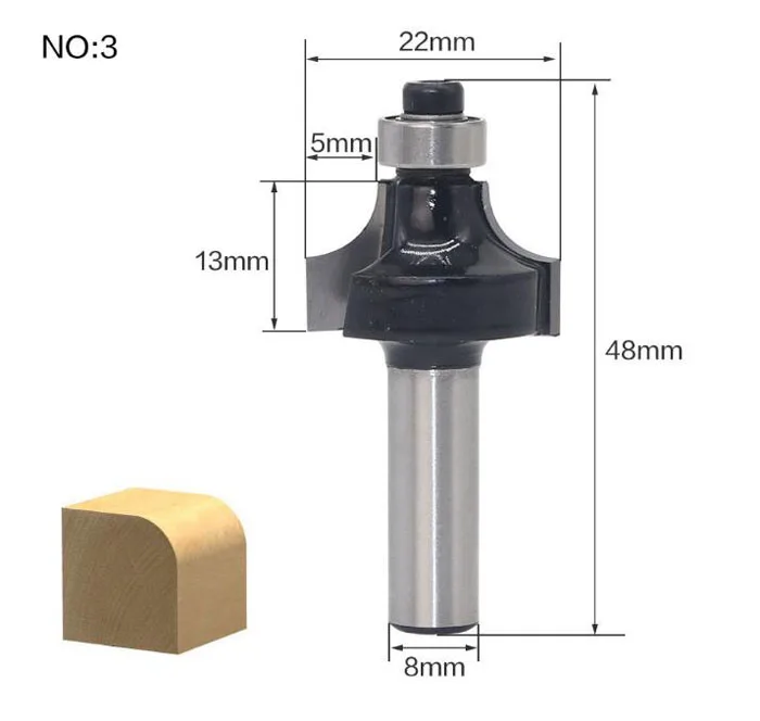 Высокое качество 1 шт. 8 мм хвостовик круглый над деревом фрезы деревообрабатывающий инструмент Концевая мельница с подшипником Фрезерный резак угловой круглый над бит