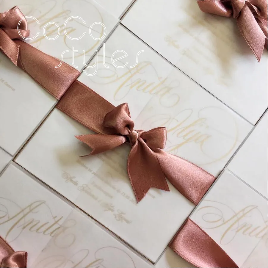 

Cocostyles custom elegant tracing paper invitation card and envelope with gold foiling printing for church wedding invitations