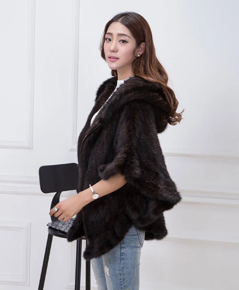 mink fur poncho brown 5