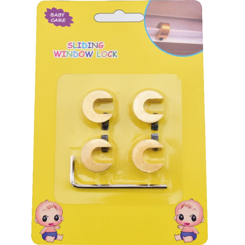 Free Shipping 6 Pcs/Lot  Adjustable Brass Baby Safety Sliding Window Lock For Children/Kids