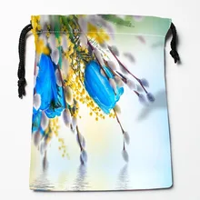 Пользовательские тюльпаны цветок сумки на шнуровке на заказ подарочные мешки с принтом больше размер 27x35 см компрессионные тип сумки