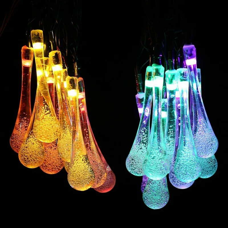 

Romantic Water Drop LED Light Solar Powered Home Garden Decorative Light String Waterproof Fairy String Light for Party Wedding