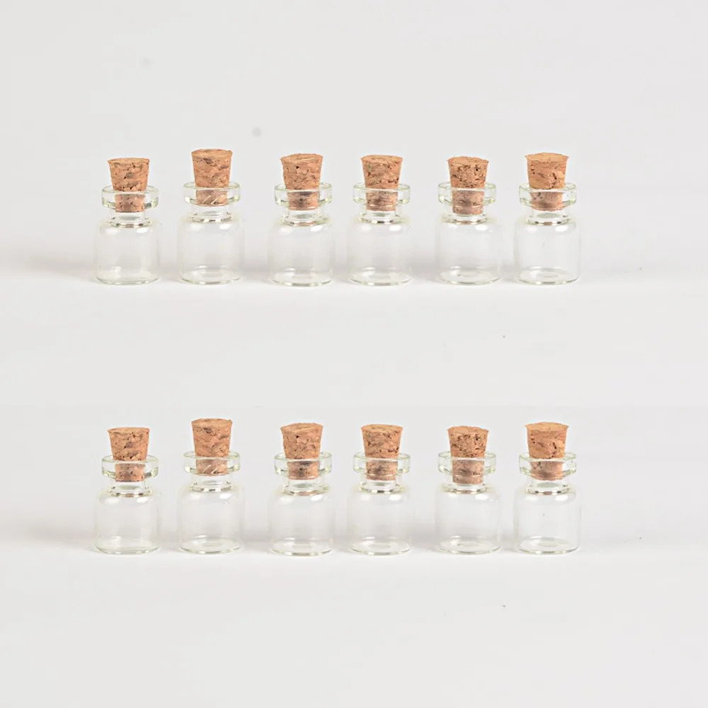 0.6ml Mini Transparent Clear Glass Bottles With Cork Empty Tiny Glass Vials Jars Small Gift Bottle 13*18*6mm 100pcs/lot