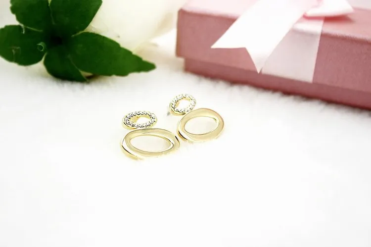 14K gold-plated double round earrings Korean | Украшения и аксессуары