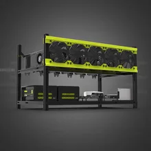 V3D6 GPU Mining Rig Aluminum Alloy Stackable Case Up To 6 GPU Open Air Frame Stable Rack Bracket Black