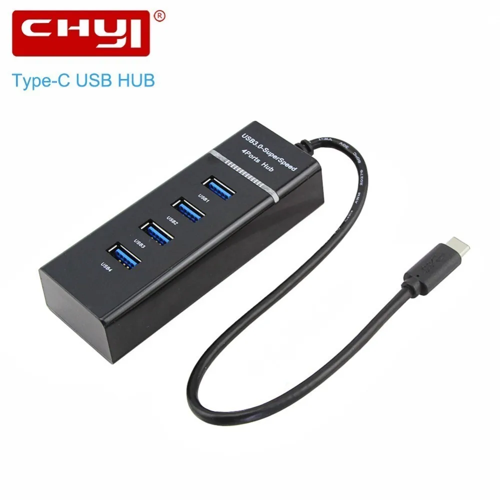 CHYI Multi USB C HUB Adapter For Macbook Pro High Speed 4 Port USB Hub 3.0 Type C OTG Hab Splitter For PC Computer Accessories