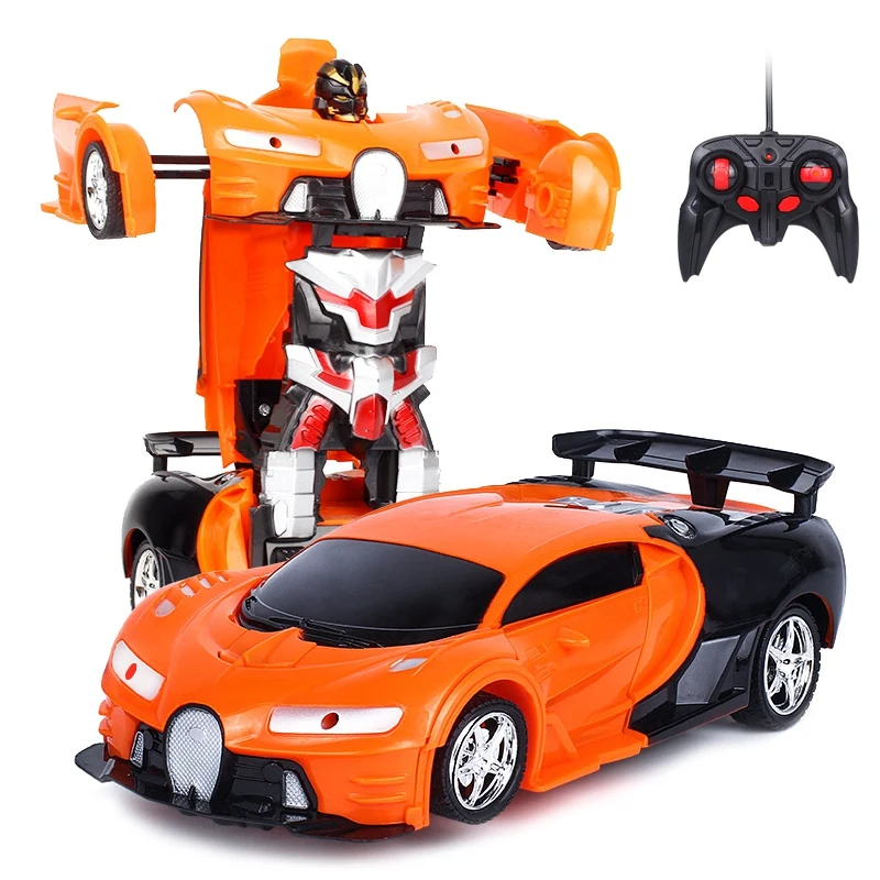 

FBIL-2 In 1 RC Car Sports Car Transformation Robots Models Remote Control Toy Kids(orange)