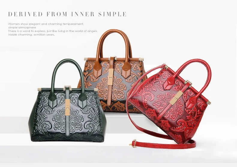 Новинка Высокое качество китайский стиль тисненая женская сумка кожаная женская винтажная сумка через плечо женская сумка