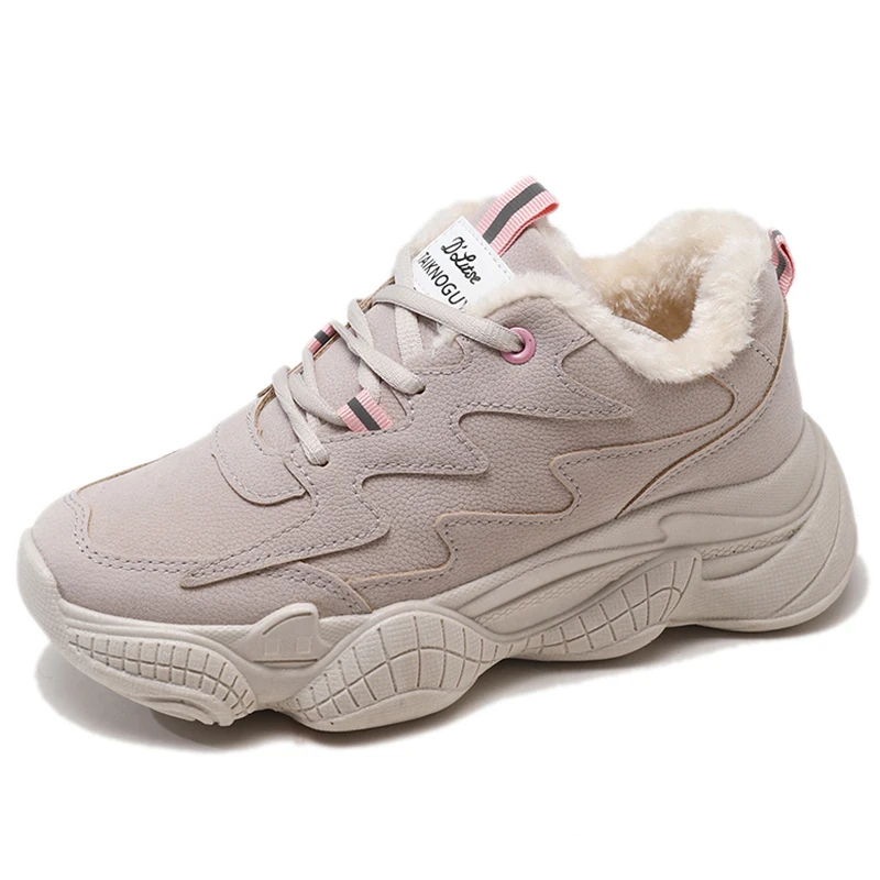 

Moxxy Winter Shoes Women Fur Plush Shoes Fashion Pink Chunky Sneakers Women Dad Shoes Platform Ladies Casual Shoes Trainers 2018