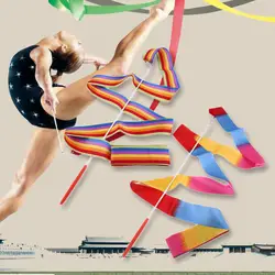 4 м разноцветные гимнастические танцевальная лента Ритмическая художественная гимнастика стример скручивающий стержень палочка