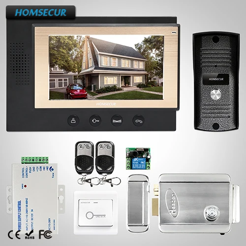 

HOMSECUR 7" Wired Video Door Entry Phone Call System Electric Lock+Keys Included (TC031+TM701-B)