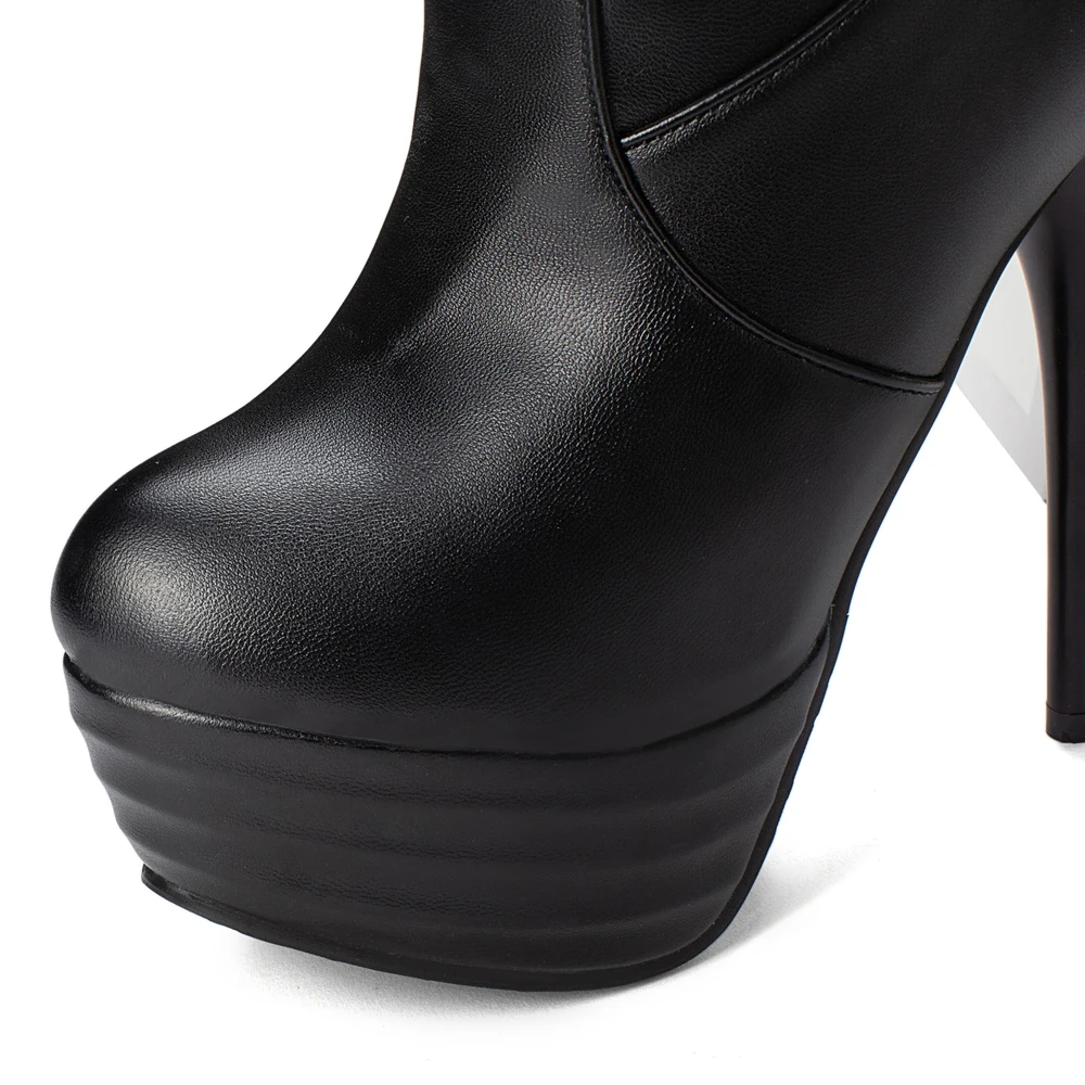 CDPUNDARI/сапоги на платформе и высоком каблуке; женские Сапоги выше колена; женские облегающие высокие сапоги; зимняя обувь; женская обувь; цвет черный, белый