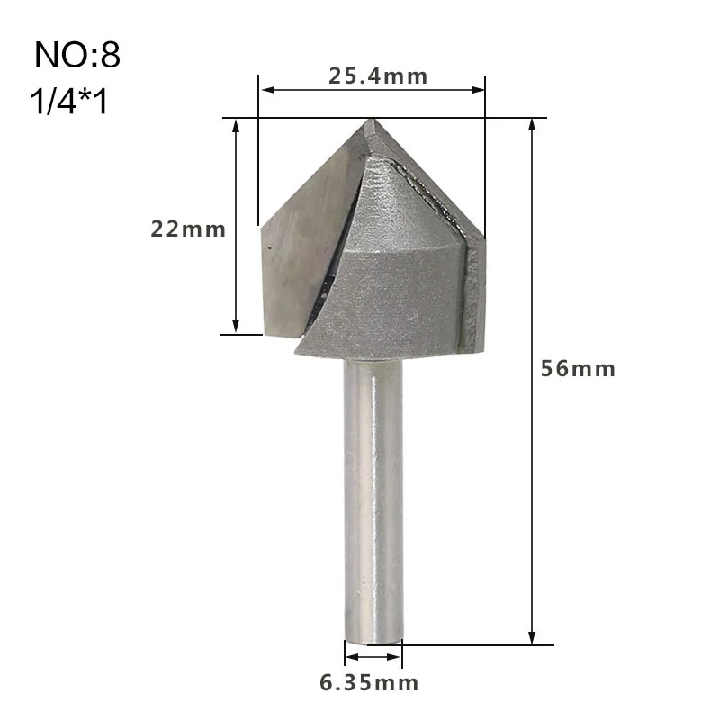1 шт. 1/" 1/4" хвостовик промышленного класса фрезы для дерева 90 градусов V тип долбежный резак Вольфрам деревообрабатывающий резной инструмент