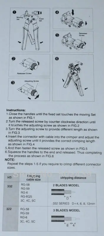 Professional compression crimping tools For CrimpingF,BNC,RCA,RG 59, RG6 F type cable 4MM 6MM 8MM 12MM 3C 4C 5C