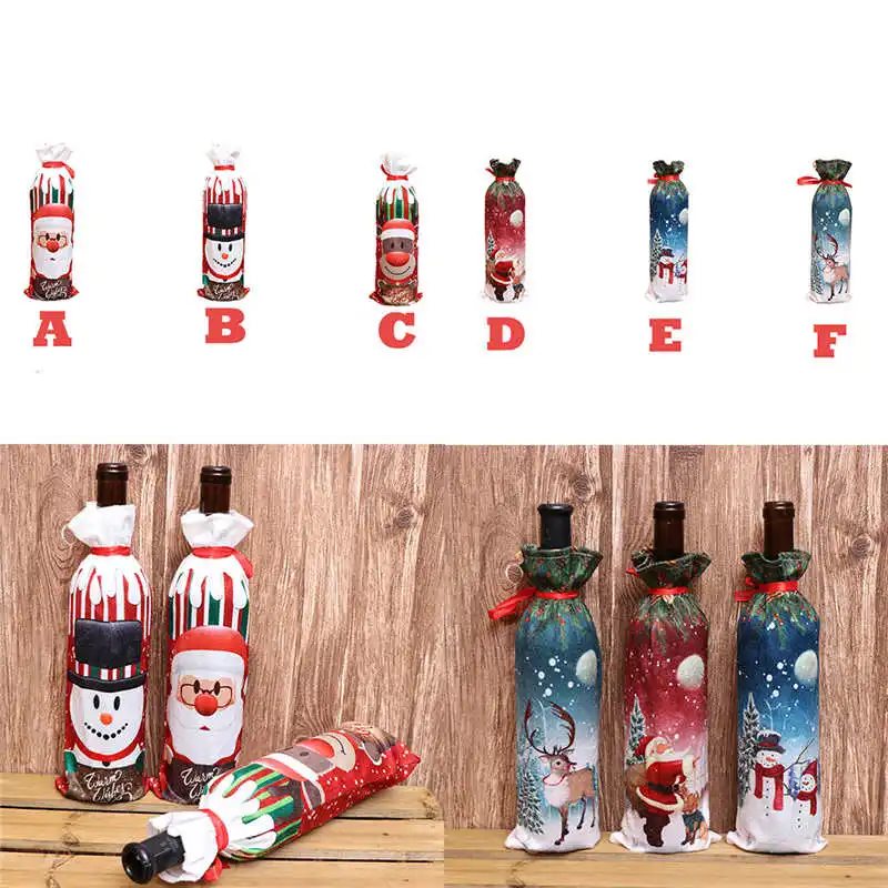 Christmas Xmas Wine Bottle Covers Bag Santa Claus Snowman Bottle Cover Dinner Table Decoration for Home New Year Products #2o26 (17)
