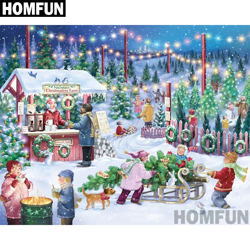 HOMFUN полный квадратный/круглый дрель 5D DIY алмазная живопись &quotMerry Christmas&quot 3D