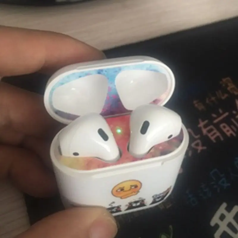 Защитный чехол с наклейкой 4 пары Пыленепроницаемый Чехол для Apple Airpods зарядная