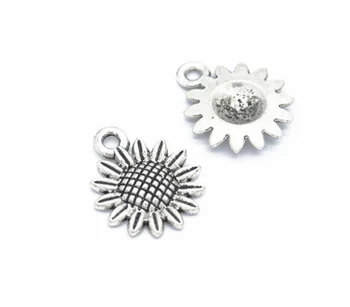 

160pcs Exquisite Multicolor Sunflower seed tray charms pendants 18*15mm Antique silver Rose gold Handmade accessories craft