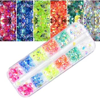 

YZWLE 1 Set Irregular Nail Glitter Flakes Acrylic Broken Glass Nail Sequins Spangles For Nail Art Tips 3D Decorations