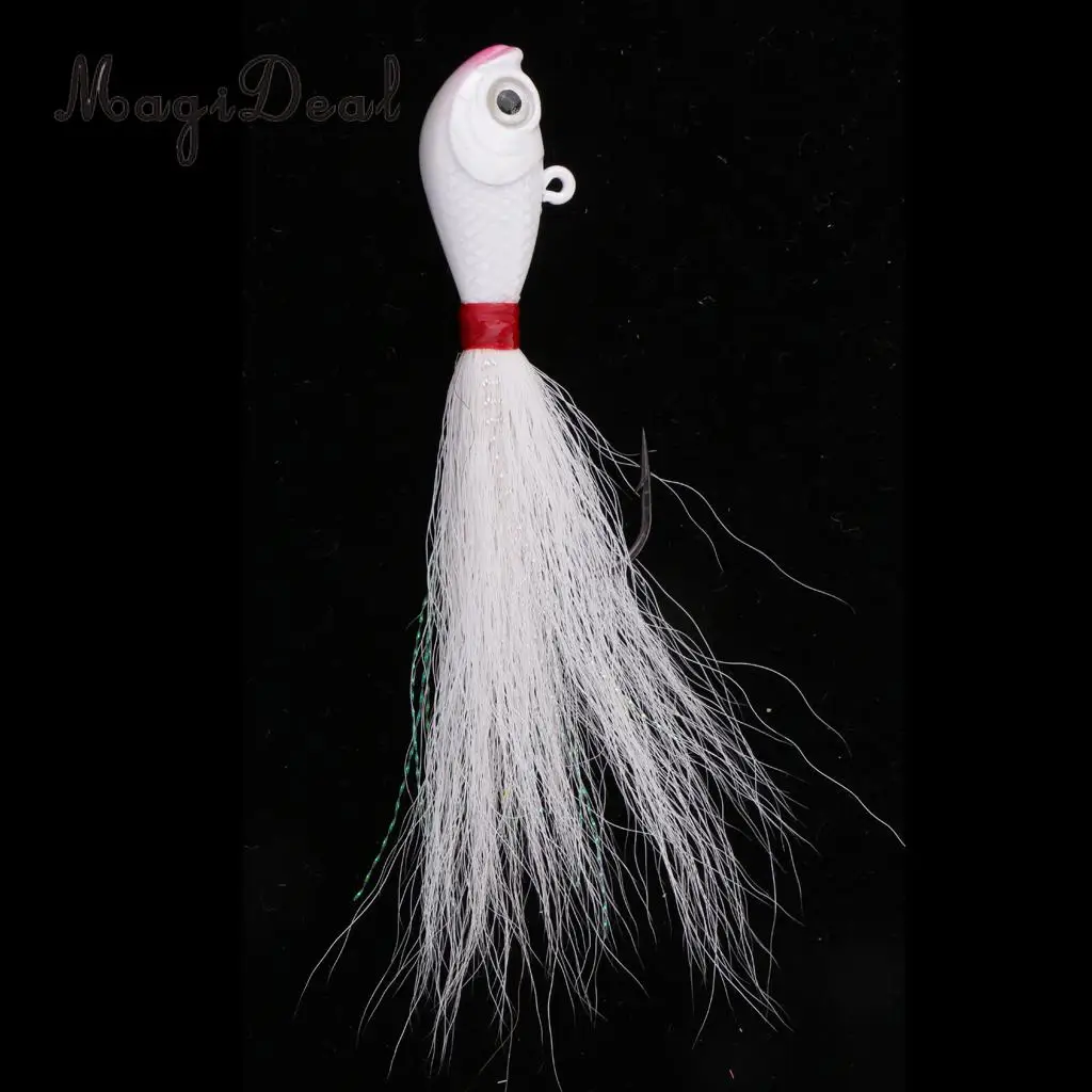 Bucktail Джиг, приманка для рыбалки, 3D глаза, морская пресноводная 42 г, приманка для серфинга, ловли окуня