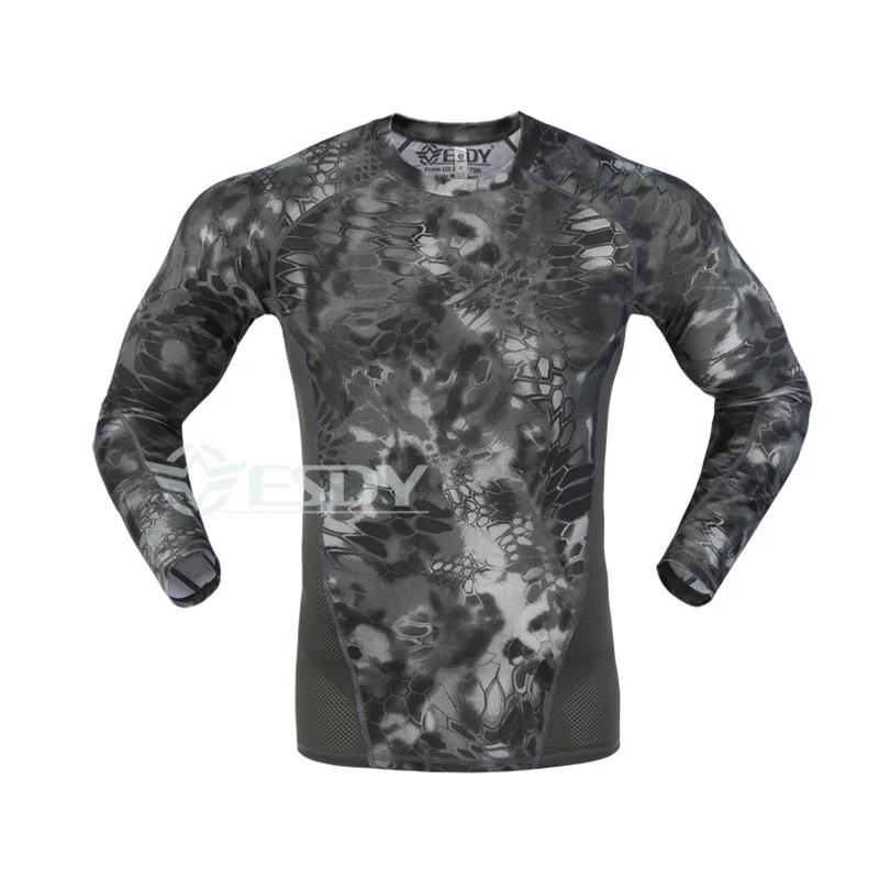 

Quick Dry Men Long Sleeve T Shirt Camouflage Tights Tactical Clothing Training Compression Shirt Fitness Crossfit Camisetas