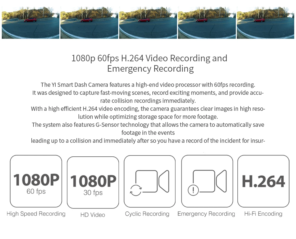 YI Smart Dash камера видео рекордер WiFi Full HD Автомобильный видеорегистратор Камера ночного видения 1080P 2," 165 градусов 60 кадров в секунду камера для записи автомобиля